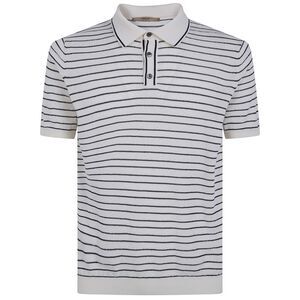 Nuur Men Two Tone Striped Short Sleeved Polo Neck T-Shirt